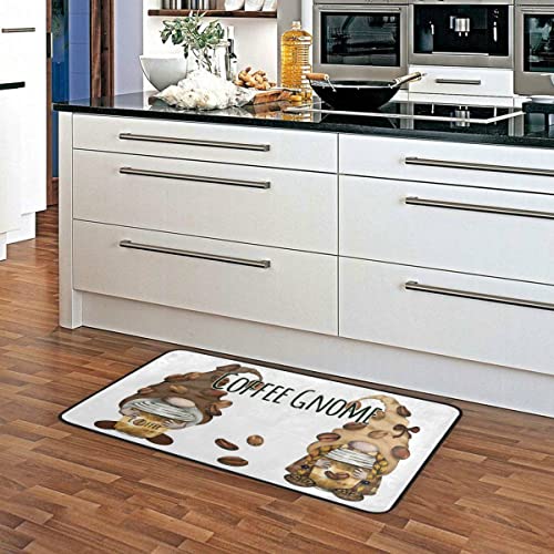 Aslsiy Coffee Gnome Kitchen Rug Coffee Beans Area Rug Door Mats Bath Rugs Welcome Non Slip For Floor Bedroom Living Room Home Decor 39" X 20" #TOP3