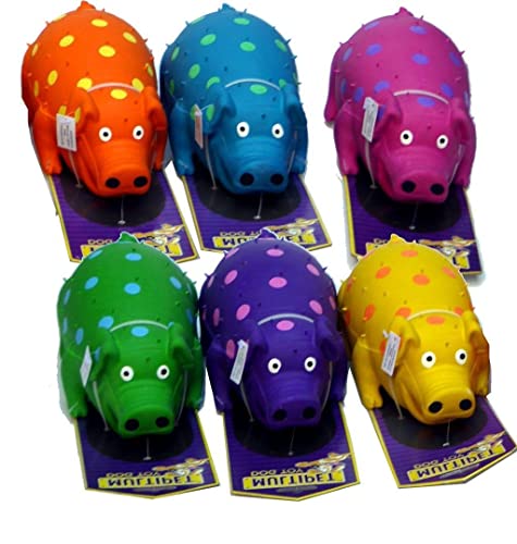 Multipet Pig Goblet Dog Toy Latex Polka Dot 4" Assorted Color (1 Pack) #TOP1