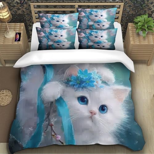 Housse de couette chatons microfibre fermeture éclair pour en finir avec les corvées
