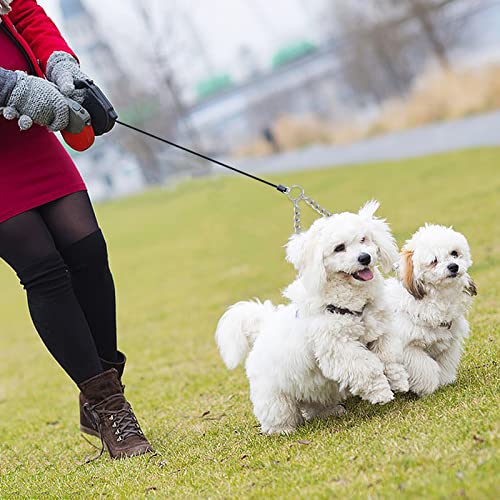 TIESOME Metal Double Dog Leash, Double Leash for Dogs Walking Training 360° Rotation Two Dog Splitter, Comfortable Chew Proof Dual Dog Leash Extension Splitter (2.5mm x 40cm)