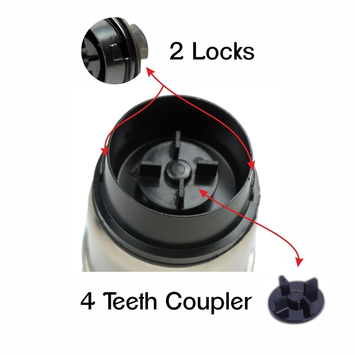 Combo Chutney Jar, Mixer Jar (180 Ml 400 Ml) Suitable For All Local & Branded Mixer Which Comes With 2 Lock & 4 Teeth Coupler - Silver — Amazon image 3