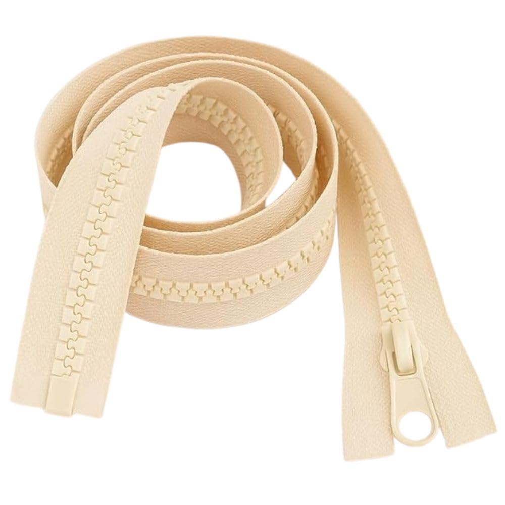 Open-Ended Chunky Zip Cream 6" (15cm) - Heavy-Duty #5 Plastic Teeth Separating Zipper for Sewing & Repairs: Purses, Pouches, Pencil Cases, Small Bags & Craft Projects by Giddy Square