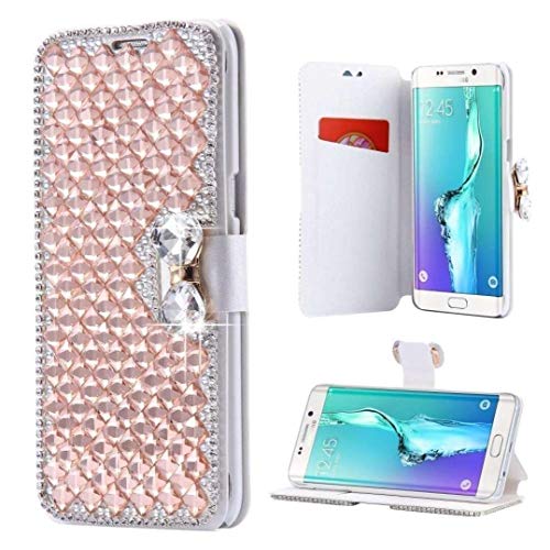 Samsung Galaxy J7 Wallet Case,Inspirationc and Made Luxury 3D Bling Crystal Rhinestone Leather Purse Flip Card Pouch Stand Cover Case for Samsung Galaxy J7 2016-Rose Gold