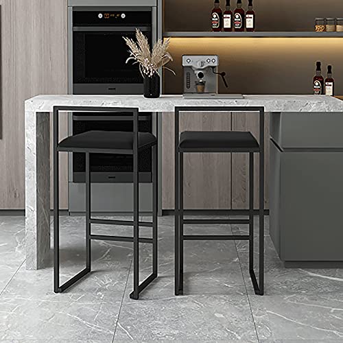 65cm Juego de 2 sillas de bar, silla de ratán, taburete alto con reposapiés de mimbre de ratán y respaldo, taburete antideslizante con almohadilla para los pies, para cocina, pub (altura: 26 pulgada