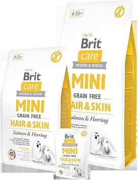 Brit Care Mini Dog Dry Food, Salmon and Herring Fish for Tiny Breed Dogs, Grain Free, Skin and Feather Health Formula, 7kg