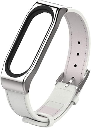 Boburyl Reemplazo para Xiaomi MiBand 3 Mu?equera Ajustable de la aleaci?n del Reloj del Cuero de la Correa de Banda para la mu?eca
