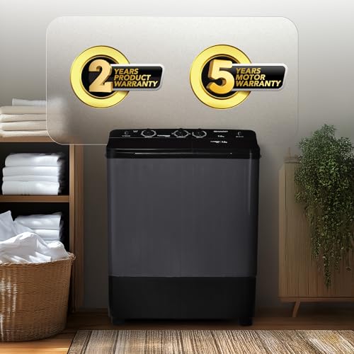 Image of SHARP 7 kg, 5 star with E-Spin Pulsator,Semi-Automatic Top Loading Washing Machine, 1300 RPM (ES-SD70NB-PS, Steel Grey, Pure Wave)