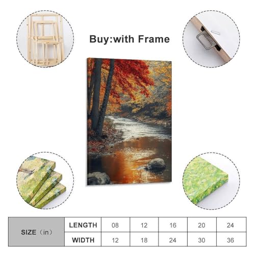 Toile esthétique forêt de rivière automnale poster moderne haut de gamme - 2