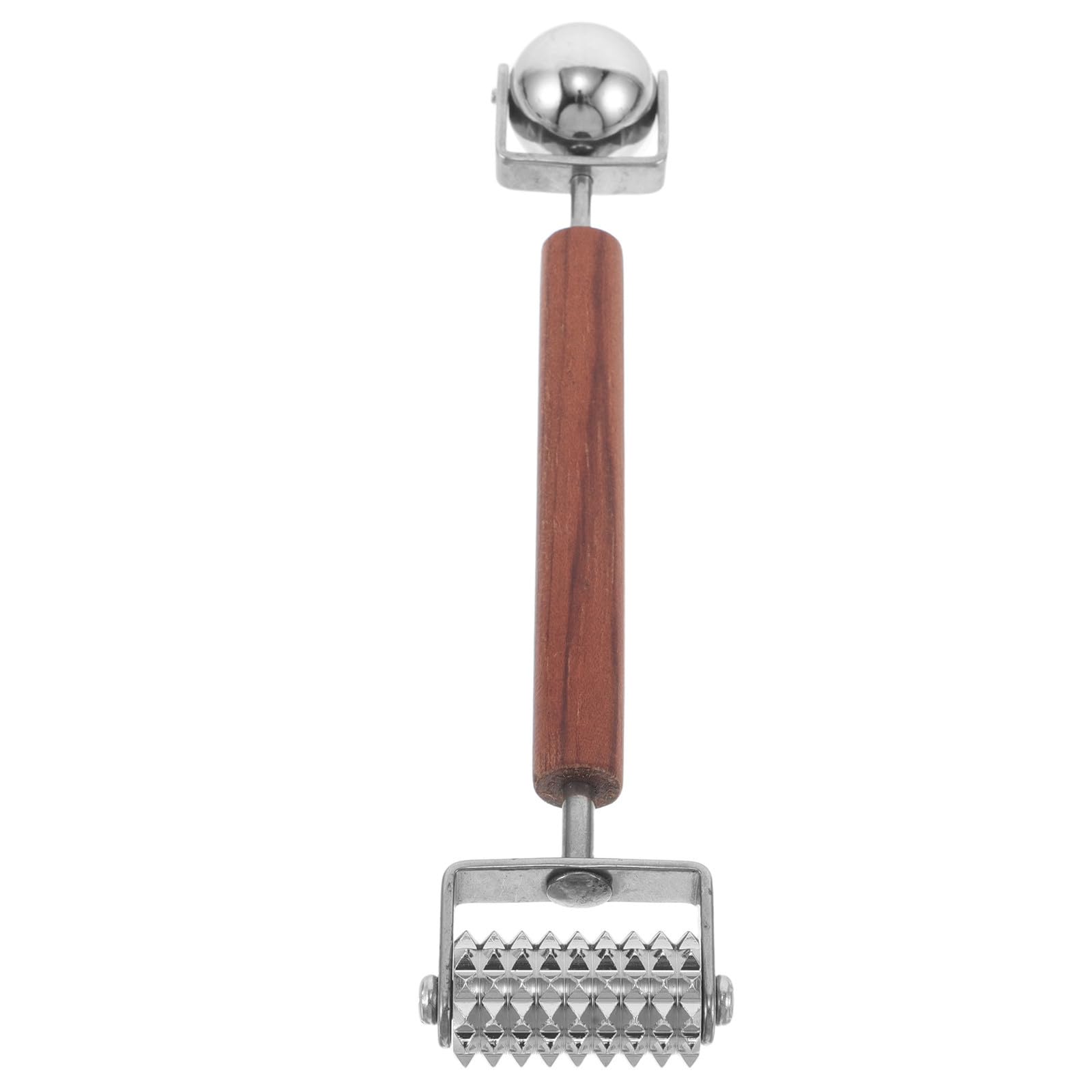 Yardwe Masajeador Facial Manual Rodillo Facial de Acero Inoxidable y Madera, Plata, Doble Extremo, Diseño 3d, para Cuidado Piel y Mujeres