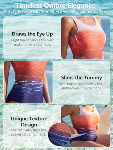 Image of One Piece Bathing Suit for Women Front Cross Athletic Tummy Control Swimsuits V Neck Slimming Swimwear