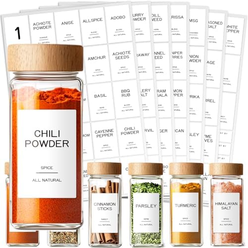 201 Spice Jar Labels - Preprinted Minimalist Waterproof Stickers ...
