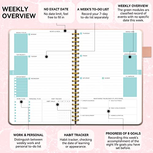 Regolden-Book A5 Undated Weekly Goal Planner And Monthly To Do List Planner For 2023, 53 Weeks Work Undated Planner 2023 Weekly Planner, 2023 Day Planner Weekly And Monthly (Rose Gold) #TOP2