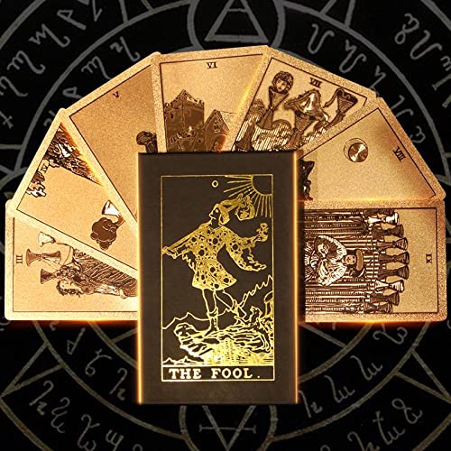Générique Gold Foil Tarot, Tout en Anglais, ce Jeu est Un incontournable pour Les tarots débutants et avancés (Nouveaux Gold Foil Tarot, Hexagon Rose Gold,12 * 7cm