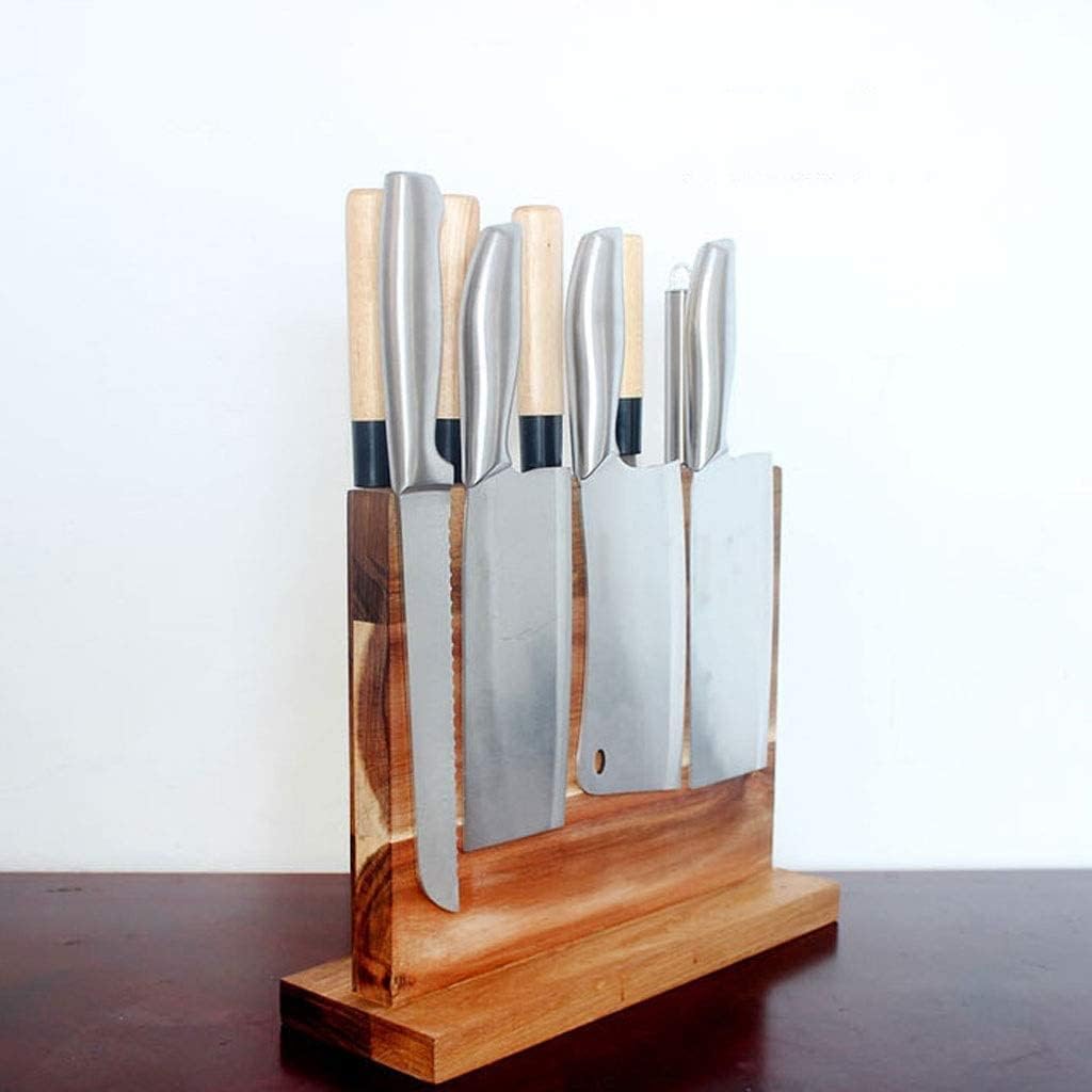 Knife Block Storage Stand Kitchen,Only Selling Cutter Holder,Magnetic Double-Sided Natural Wood Organizer Scissor Strongly