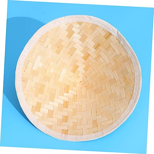 Kids Bamboo Sun Block Hat 2pcs Set Large UV Protection Pointed Cap for Boys and Girls for Outdoor Activities and Fishing Beige2