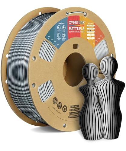 Image of OVERTURE Matte PLA 1.75mm Dual Color Filament, Matte PLA Roll 1kg Cardboard Spool(2.2lbs), Dimensional Accuracy + /- 0.03 mm, Fit Most FDM Printer(Matte Black-White)