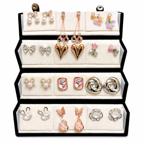 Image of 12 Pair Korean Designer Stud Earrings Box Set - Assorted Heart, Bow, Pearl & Floral Designs | Trendy Fashion Jewelry for Girls & Women