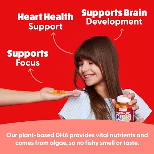 Image of Feel Great Vitamins Omega 3 for Kids | DHA Gummies for Kids with Plant-Based Omega 3 6 9 + Vitamin C | Supports Brain, Vision & Heart Health | Vegetarian, No Fishy Taste | 60 Gummies