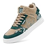 GSIGUL Mens High Top Sneakers Skate Casual Walking Shoes Street Graffiti Fashion Sneakers Athletic Shoes Green Size 10