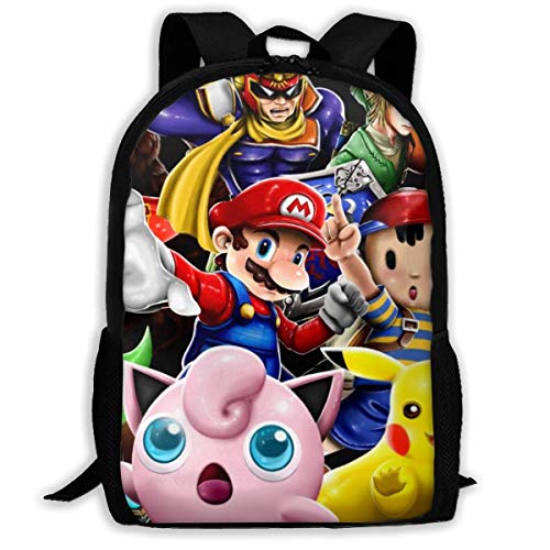 Super Smash Bros Kirby Mario Mochilas Escolares Backpack Hombro Bolsa por Hombres Mujeres