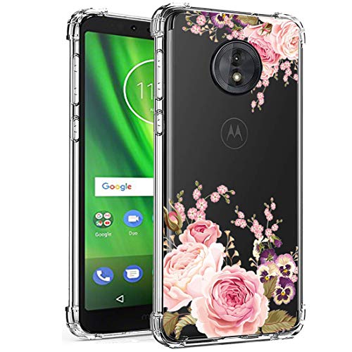 Coque Moto G6 fleurs roses en TPU souple transparent pour Motorola 5,7 pouces