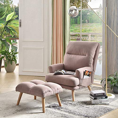 Ovios Living Room Chair Home Recliner Chair With Ottoman Adjustable Home Theater Seating Lounge Chaise With Cushion, Linen Fabric Chair (Pink) #TOP10