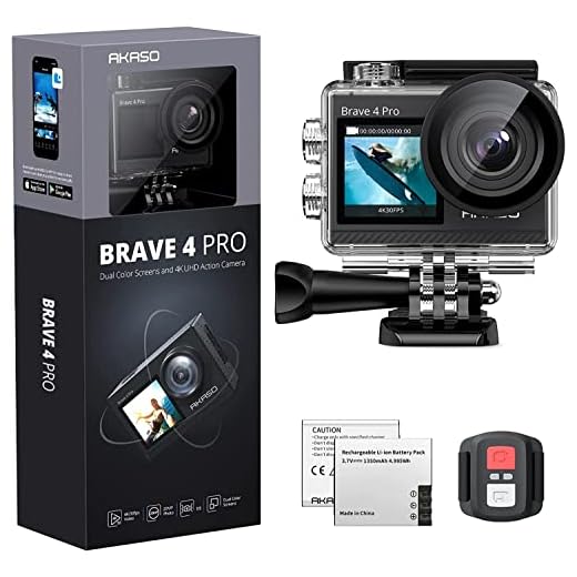 AKASO Camera Sport 4k - Caméra Etanche 40M Deux Écrans, Camera Action Photos 20MP WiFi Stabilisation EIS 2.0 Écran tactile Grand Angle - Brave 4 PRO