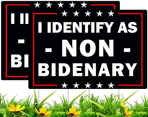 2 Pack I Identify As Non-Bidenary Yard Sign Funny Anti Biden Yard Sign Patriotic Freedom Political American Yard Sign Gift For Republican Fade Resistant Yard Sign With Metal H Stake For Outdoor Patio Garden 18X12 Inch #TOP1