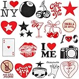 20PCS Downtown Girl Iron on Patches Cool Y2K Aesthetic Embroidered Patches for Girls Teens Red and Black Sew on Patches for Clothes Backpacks Jeans Shoes