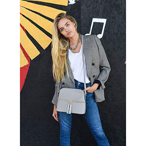 Image of SG SUGU Lunar Lightweight Medium Dome Crossbody Bag Shoulder Bag with Tassel | Zipper Pocket | Adjustable Strap