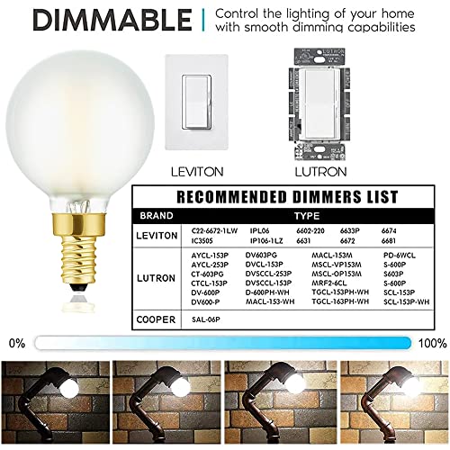 Leools Frosted G16.5 Led Bulb E12 G16 1/2 Led Candelabra Bulb 40W Led Edison Bulb 4000K 400Lm Ac120V 4W G50 Led Globe Bulb For Chandelier,Vanity And Ceiling Fan Light Bulbs 6Pack #TOP6
