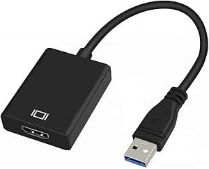 FLYLAND USB zu HDMI Adapter, USB 3.0 zu HDMI, HD 1080P Video Grafik Kabel Adapter Konverter für Windows 7/8/10 PC (Not Support Mac) (schwarz)