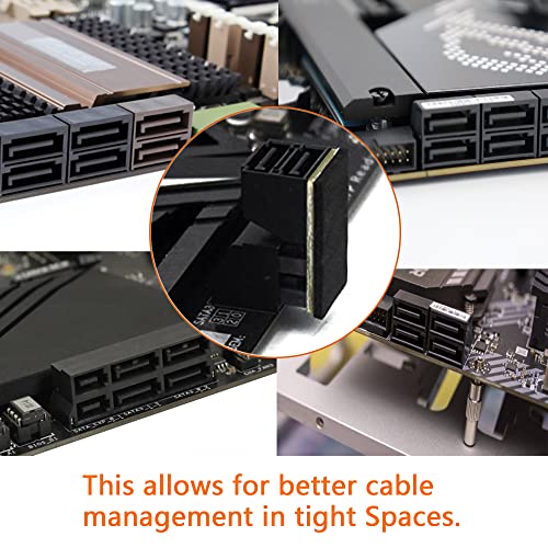 Cerrxian 90 Degree Duale Sata 7Pin Male To Dual Female Connetcor For Low Profile Motherboard Desktops Computer Ssd Hdd(2-Pack) #TOP4