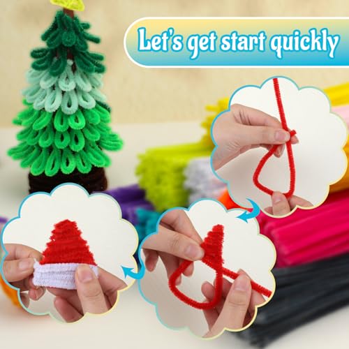 Image of Mnuizu 200Pcs Pipe Cleaners Chenille Stems Fuzzy Sticks Hand Craft Supplies | Pipe Cleaners Bulk Fuzzy Sticks for DIY Art and Craft Projects Home Festivals Decoration, Lake Blue