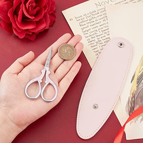 SUNNYCLUE 1 Set 3.7Inch Stainless Steel Sewing Scissors Embroidery Scissors with Cover Artificial Leather Sheath Tools Sharp Tip Small Trimming Cutter Fabric Paper Cutting Craft Threading Cross Stich - Image 3