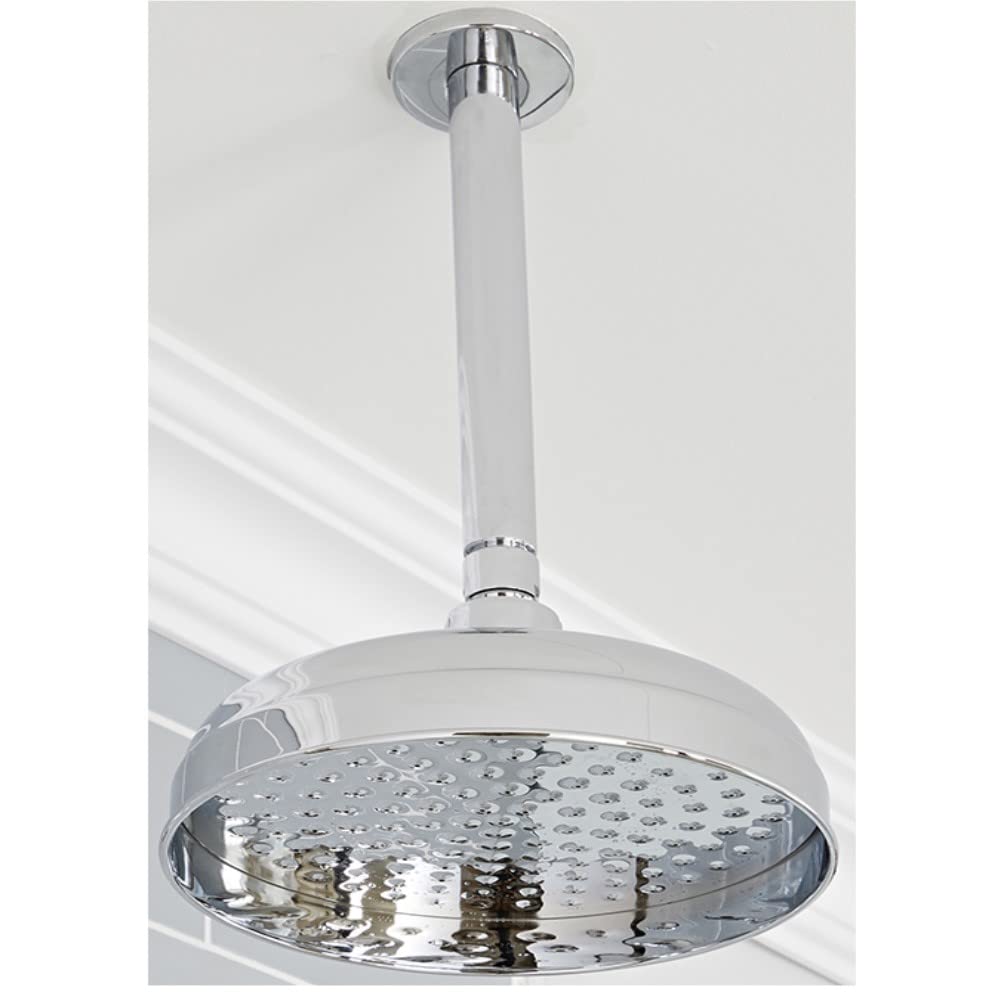 Milano Chrome Elizabeth 205Mm Round Rainfall Shower Head Ceiling Mounted Arm