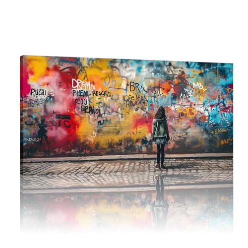Arte urbano de Banksy en lienzo de 30x60 cm, ideal para dar un toque moderno a tu salón o despacho