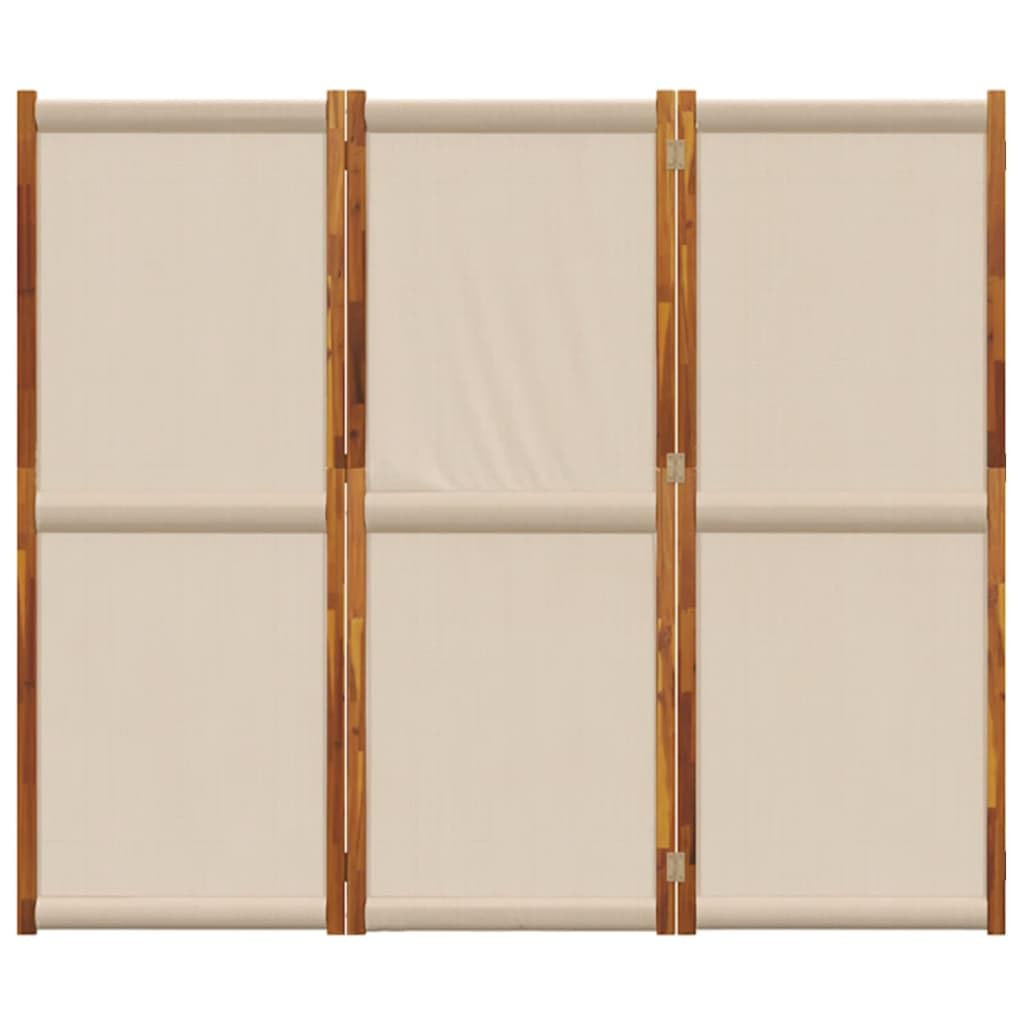 Biombo de madera de acacia topo, 3 piezas, 210 x 180 cm, textileno, protección visual para interior y exterior, plegable, para privacidad