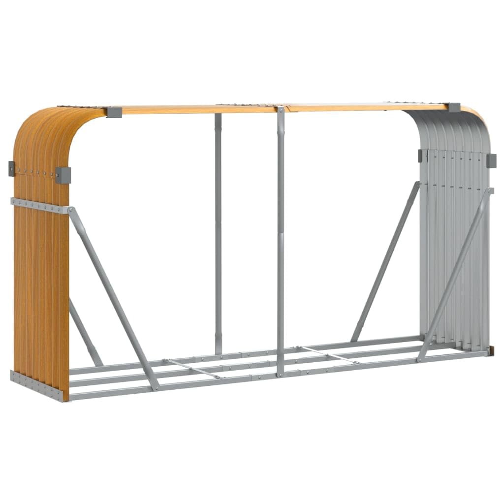 vidaXL Log Holder, Firewood Rack for Fireplace Storage Room, Log Store for Wood Burner Wrought, Wood Storage, Wood Look Galvanised Steel