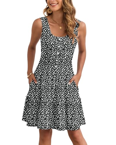 Image of AUSELILY Women Summer Dress Sleeveless Tank Button Down Dresses | Tank button down dress, Empire waist smocked, Casual beach vacation summer dresses with pockets