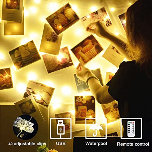 Fairy Lights for Bedroom, [2 Pack] Each 120LED 12M USB Plug in Fairy Lights With 40 Photo Clips,Copper Wire Waterproof Hanging Fairy Lights With Remote Timer,Party,Wedding,Birthday,Christmas Decor