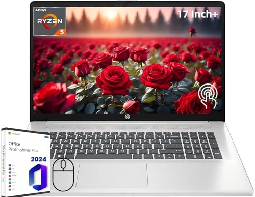 HP 17 Touchscreen Laptop for Business, Lifetime Microsoft Office 2024, 17.3" HD+ Display, AMD Ryzen 5 7530U(Beats i7-1165G7), 32 GB RAM,1 TB SSD, Wi-Fi 6, HDMI, Webcam, Windows 11 H, Designed Mouse