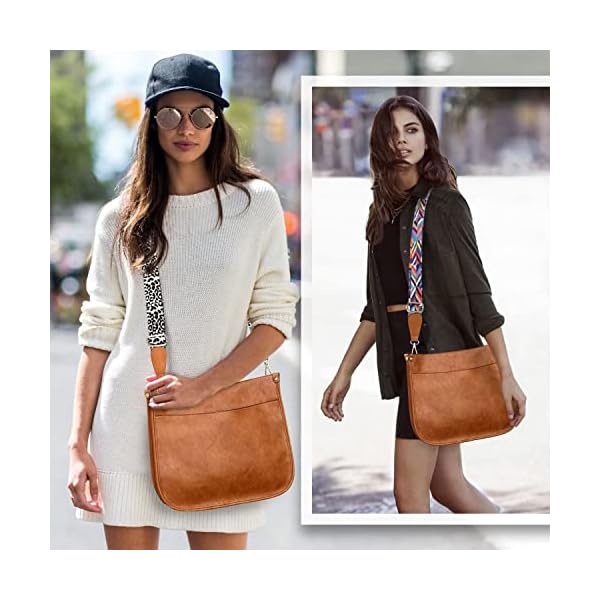 AUYOCO Vegan Leather Crossbody Bags for Women, Crossbody Purse with Guitar Strap Zipped Pockets Handbag Shoulder Bag - Image 7