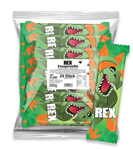 Tise Süsswaren REX Dinosaurier Waffelriegel mit Kakaocremefüllung (24Stk./480g)