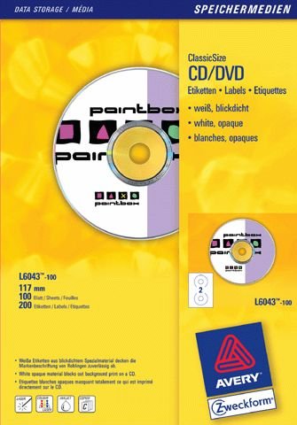 Cd-Etikett D117Mm 200St Rand Rundum L6043-100 Z Alte Nummer 55 3654 000