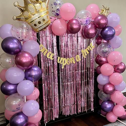 Image of Purple and Pink Balloons - 50Pcs 12 inch Metallic Purple Pink Confetti Latex Balloons for Birthday Bridal Shower Wedding Party Decorations