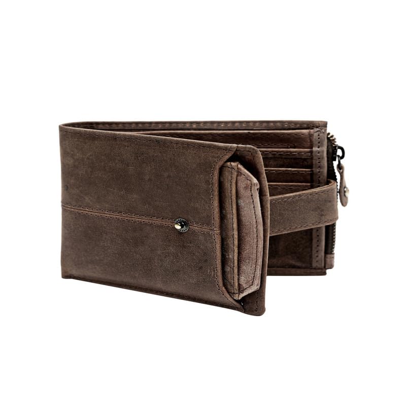 Image of TEAKWOOD LEATHERS Men Leather Wallet | Genuine Leather Purse for Mens, RFID Protected Personalized Wallet | WLT 485 Brown