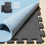 BXI Soundproof Interlocking Rug Pad, 16 Pcs 28 x 28 x 0.9cm Non Slip Rug Pads, High Density Noise Reduction Puzzle Felt Carpet Padding, Rug Mat Protects and Adds Cushion for Hardwood Floors
