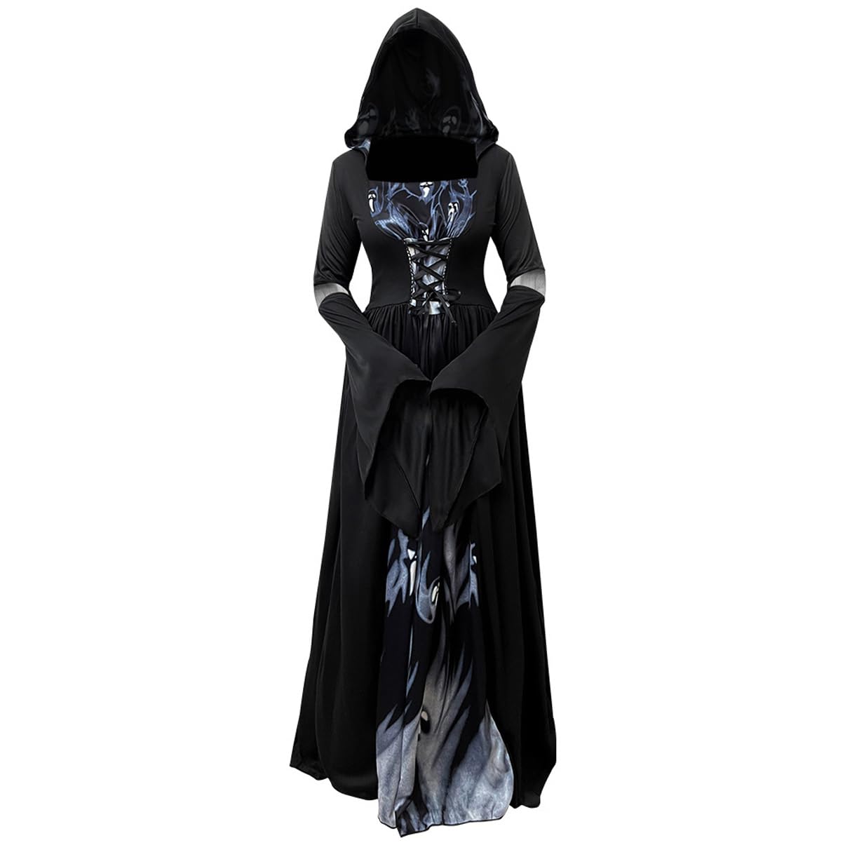 LANGWEI Disfraz De Halloween, Vestido De La Parca Esqueleto De Terror Bruja Vampiro Accesorios De Cosplay