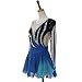 Nnnnydjy Women's Professional Figure Skating Dress Girls' Ice Skating Clothing Gymnastics Costumes Blue Black Halo Dyeing,Blue,XXXL
